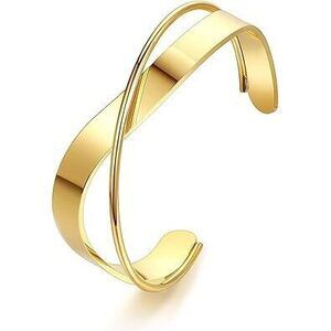 14K Gold Plated Bracelet For Women Men Twisted Cross Over Cuff Bangle Bracelets